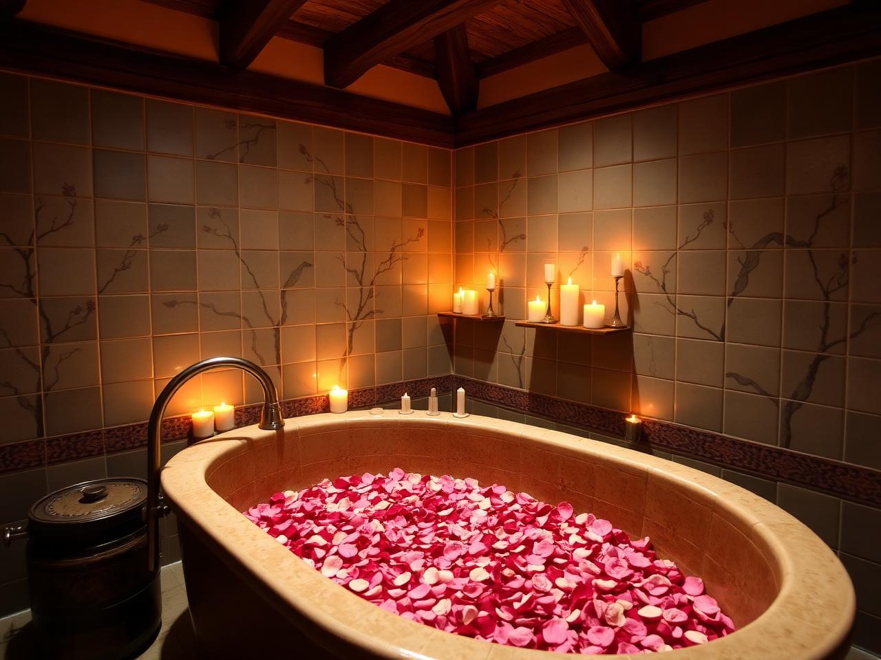 Outdoor couples spa treatment area under vines