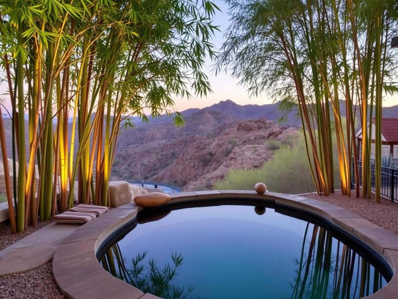 Outdoor spa treatment casita on a mountain slope