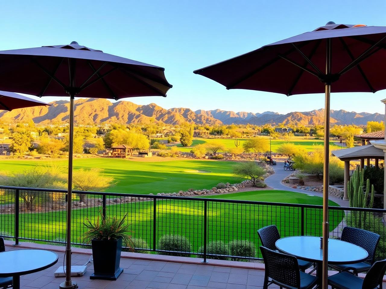 Golf clubhouse and putting green at TPC Scottsdale
