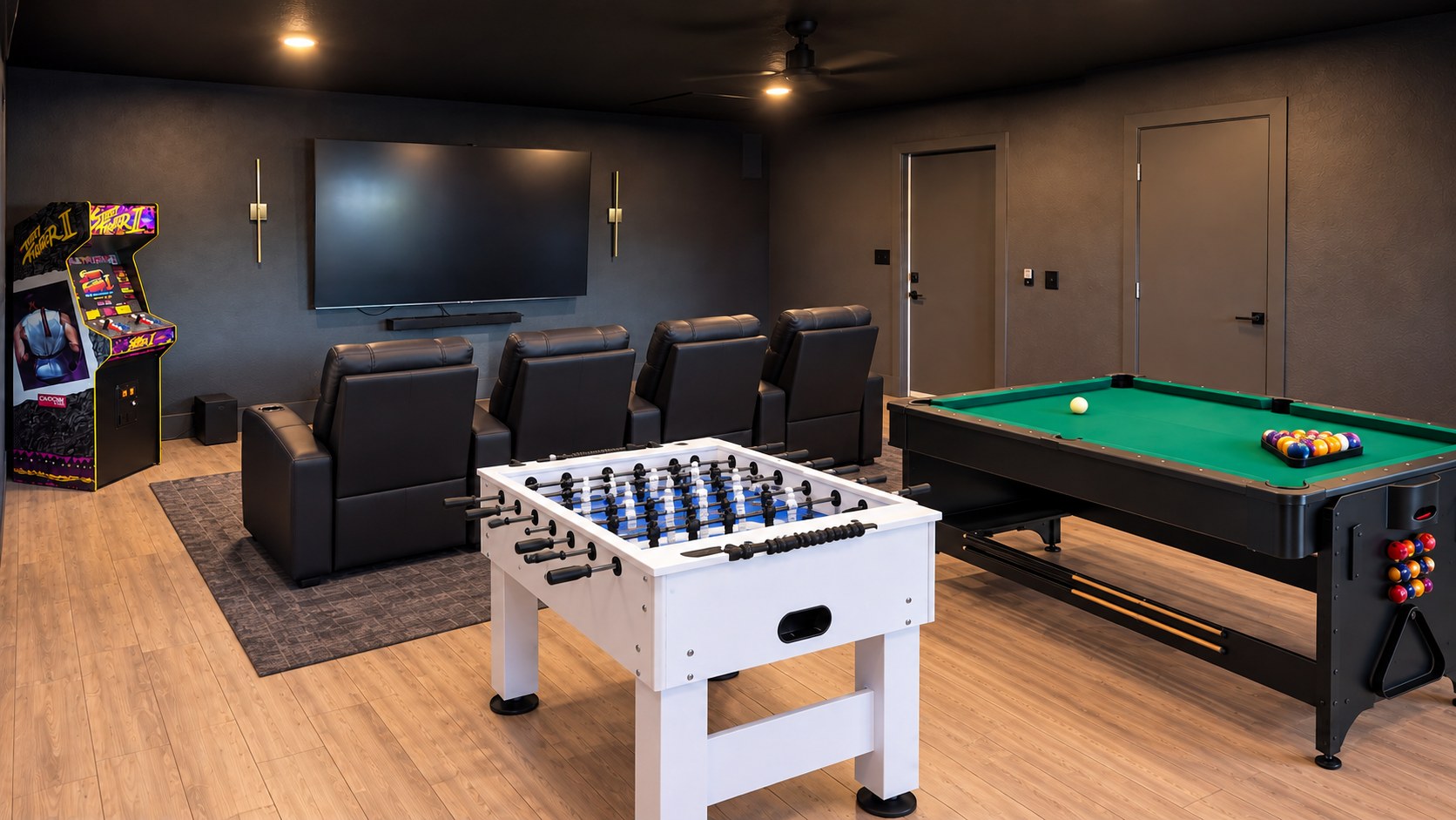 Private movie theater and big-screen lounge