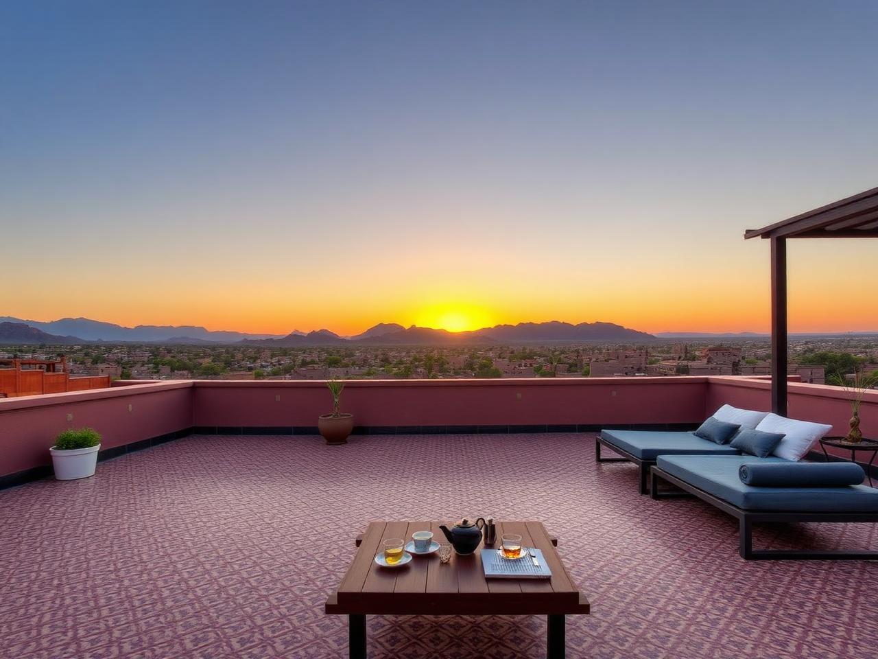 Rooftop spa terrace looking at Camelback Mountain