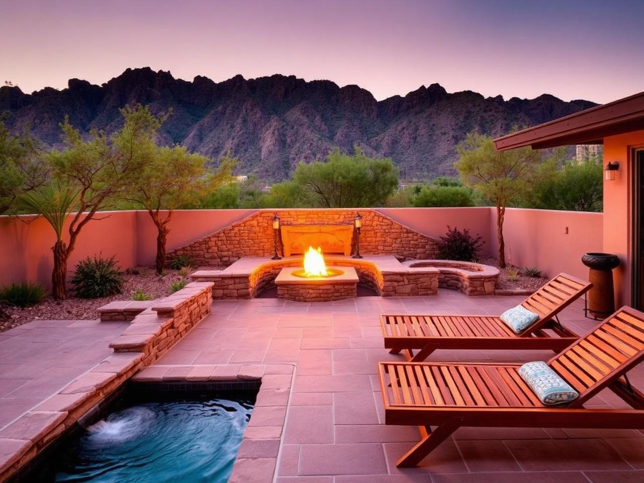 Infinity plunge pool with Camelback Mountain view
